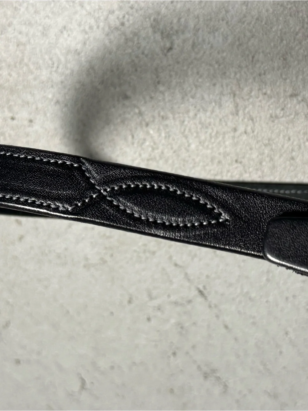 Tory leather stitched equestrian bridle belt black brass buckle size 32